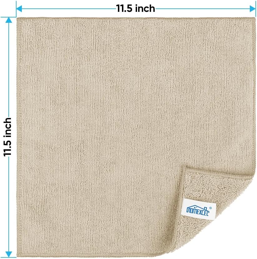HOMEXCEL Brown Microfiber Cleaning Cloth, 12 Pack Premium Microfiber Towels for Cars, Lint Free, Scratch-Free, Highly Absorbent, Reusable Cleaning Rags for Car, Household, Kitchen, Window, 11.5"X11.5"