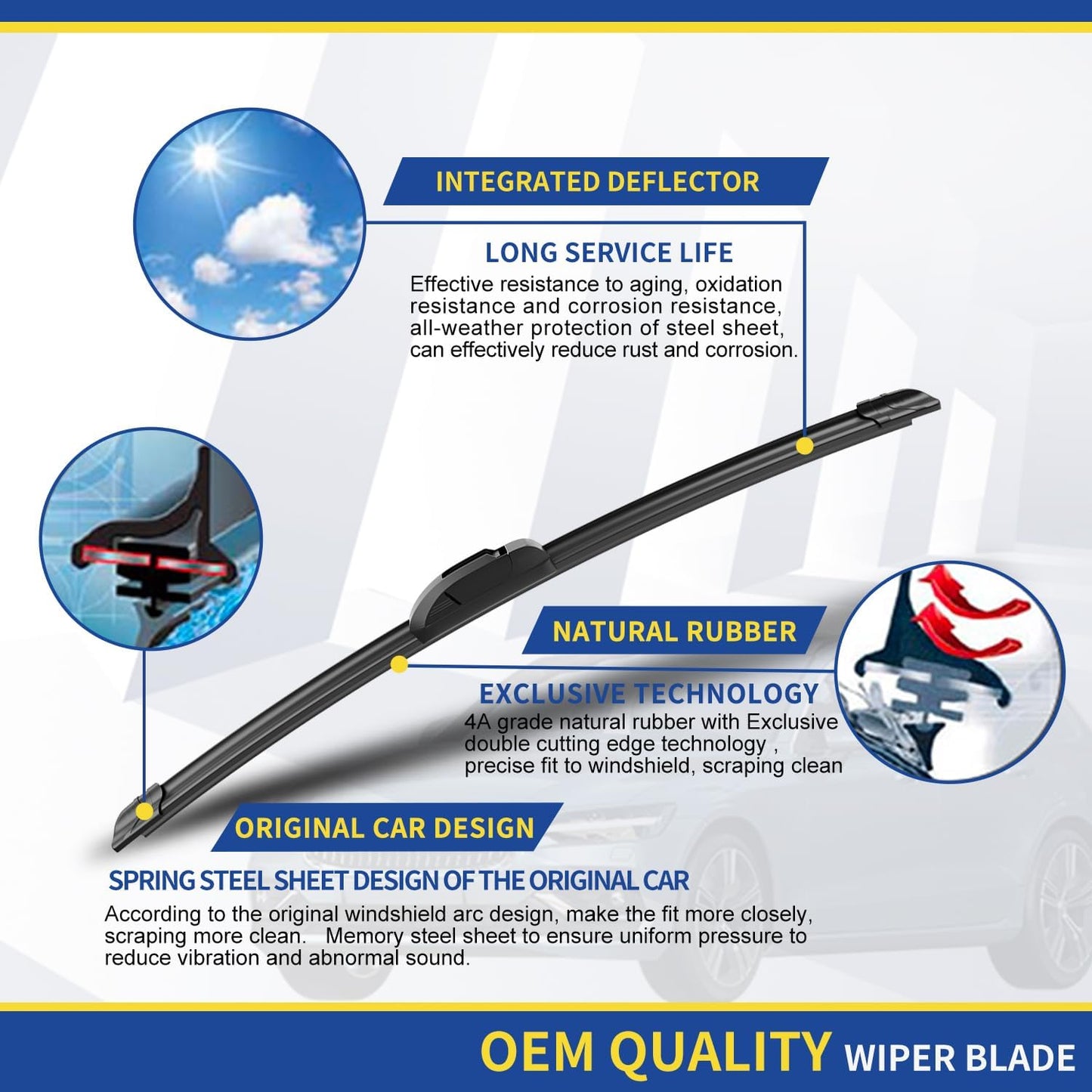 3 wipers Replacement For 2013-2018 Toyota Rav4 Original Equipment Windshield Wiper Blades Set 26"+16"+10" (Set of 3) U/J HOOK