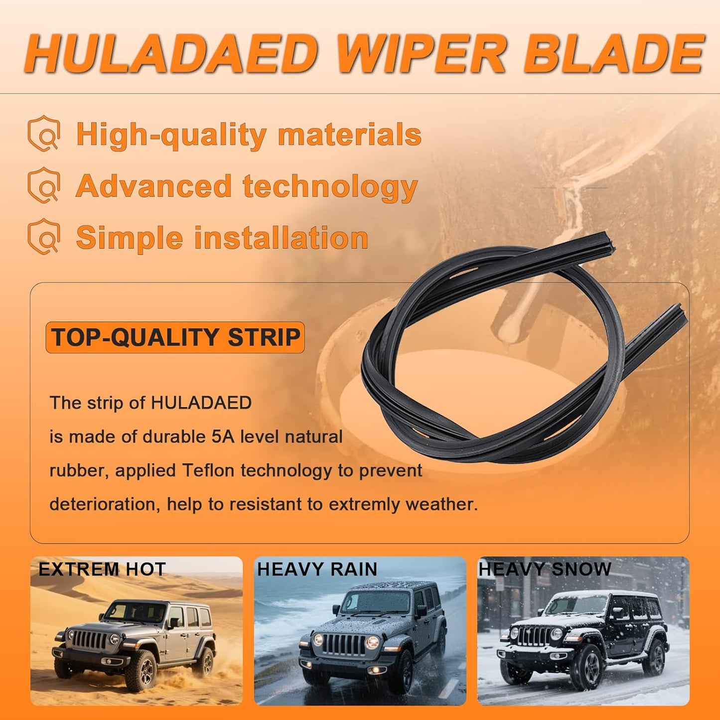 HULADAED® 24''+18''+12'' Windshield Wipers Replacement for Kia Sportage 2016 2015 2014 2013 2012 2011,Silicone Front Rear Wiper blades for MY Car-All Weather & Quiet(3 PACK)