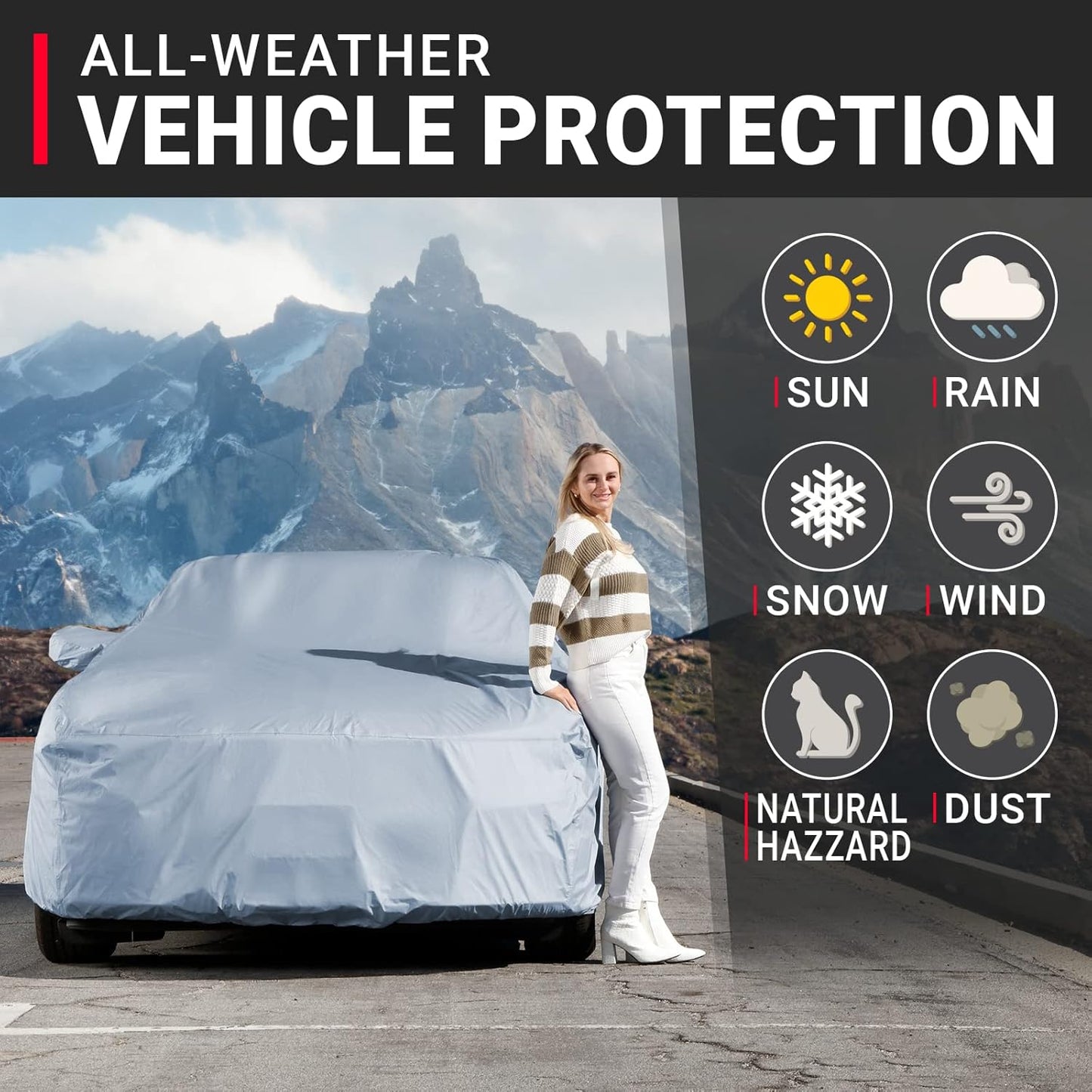 iCarCover Premium Car Cover for 2012-2021 Chevy Sonic Hatchback Heavy Duty Waterproof All Weather Automobiles Custom Fit Indoor Outdoor UV Snow Protection Covers with Straps and Bag