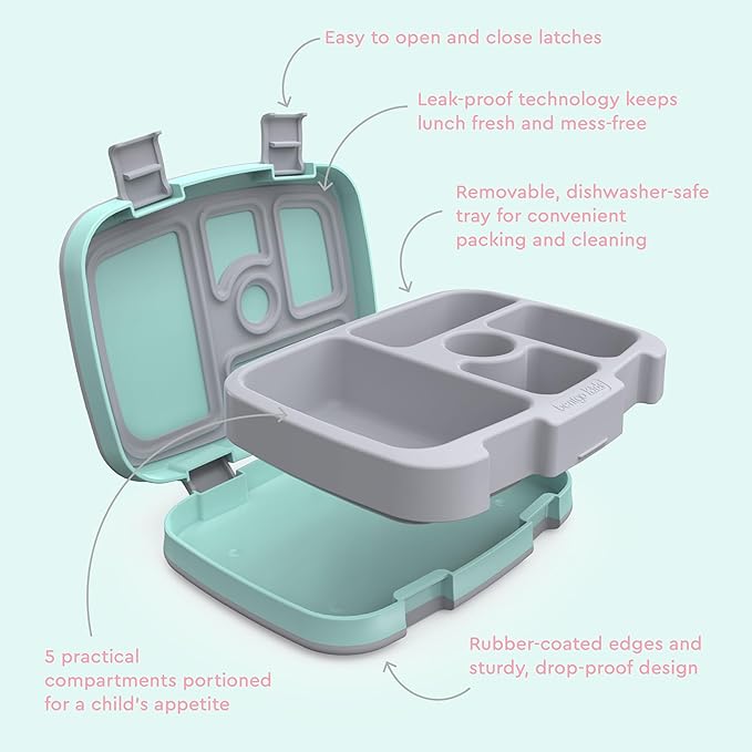 Bentgo Kids Prints Leak-Proof, 5-Compartment Bento-Style Kids Lunch Box - Ideal Portion Sizes for Ages 3-7, Durable, Drop-Proof, Dishwasher Safe, & PFAS & BPA-Free Materials (Puppy Love)