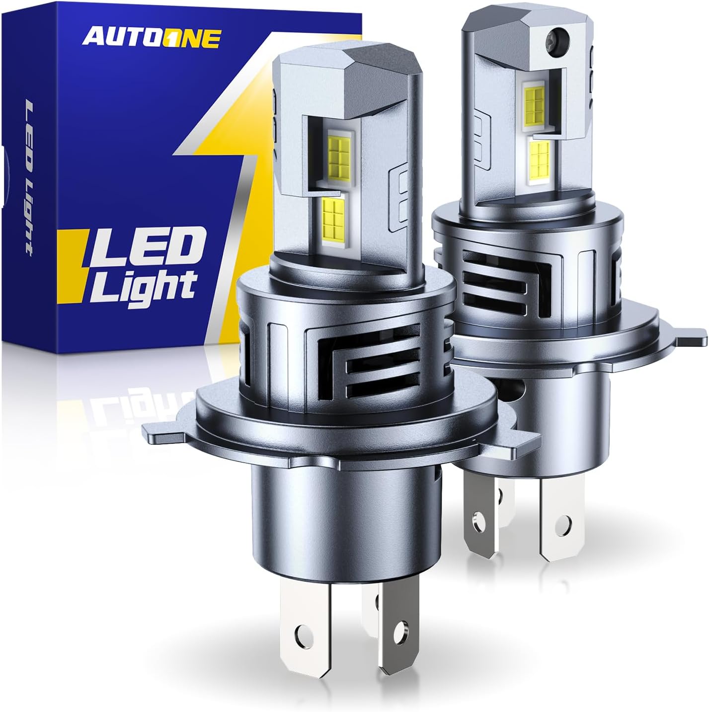 AUTOONE Upgraded H4/9003/HB2 Fog Light Bulbs, 32000LM with Fan, H4 Fog Bulb Halogen Replacement, 6500K White Quick Installation, Pack of 2