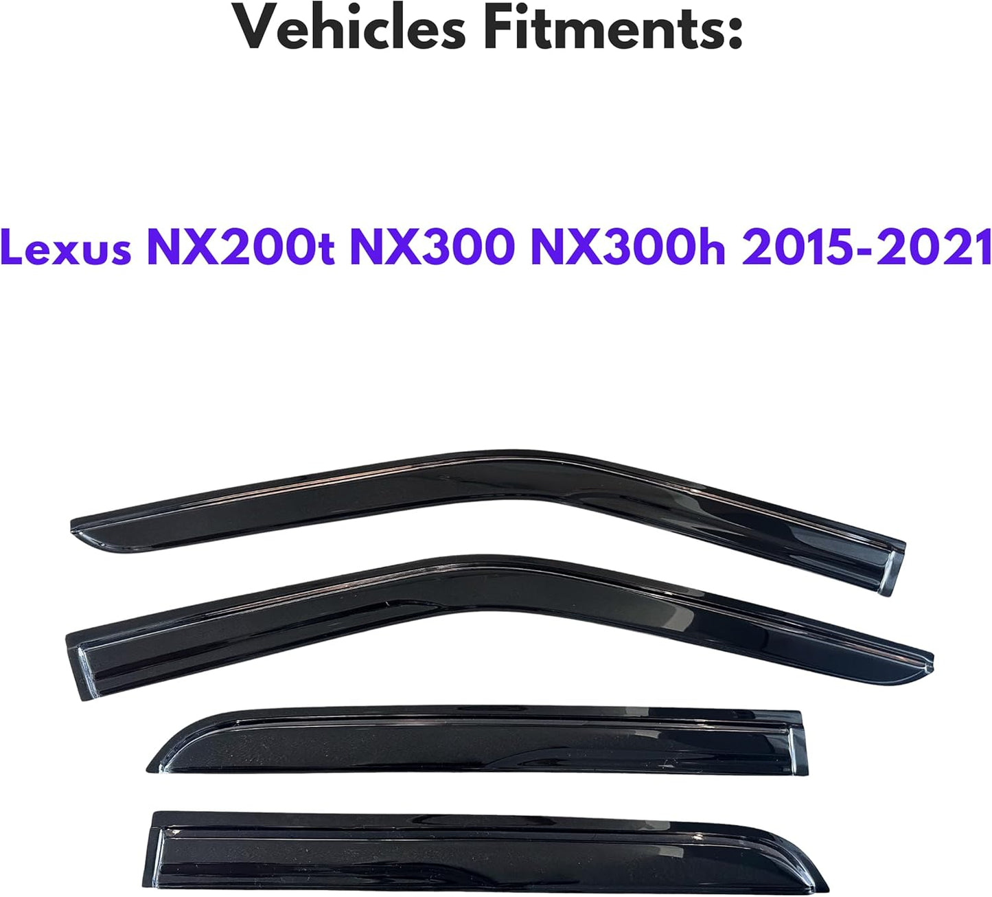 KPY Window Visor Compatible with Lexus NX200t NX300 NX300h 2014-2021, 4PC Rain Guard Side Window Vent Deflectors Tape-On Mugen Style, 2014 2015 2016 2017 2018 2019 2020 2021