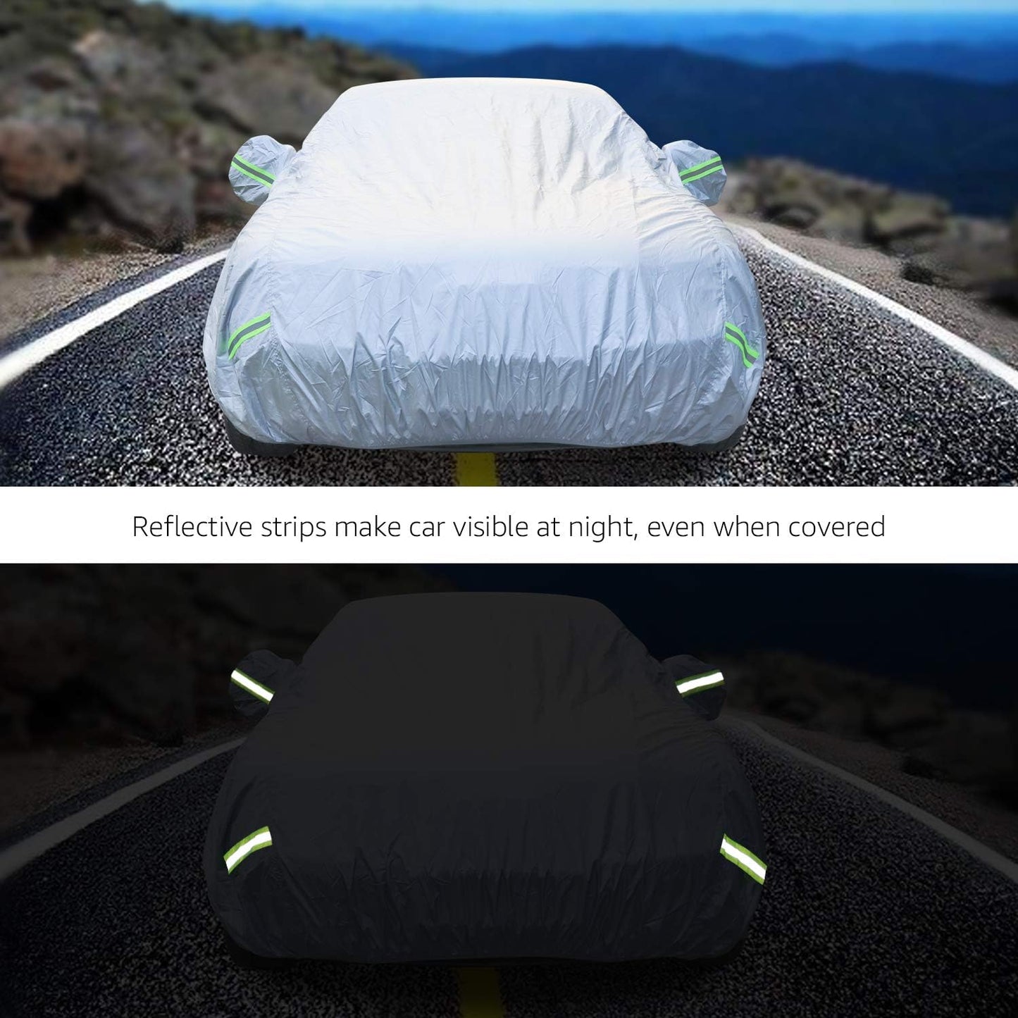 Amazon Basics Silver Weatherproof Car Cover - 150D Oxford, Sedans up to 190"
