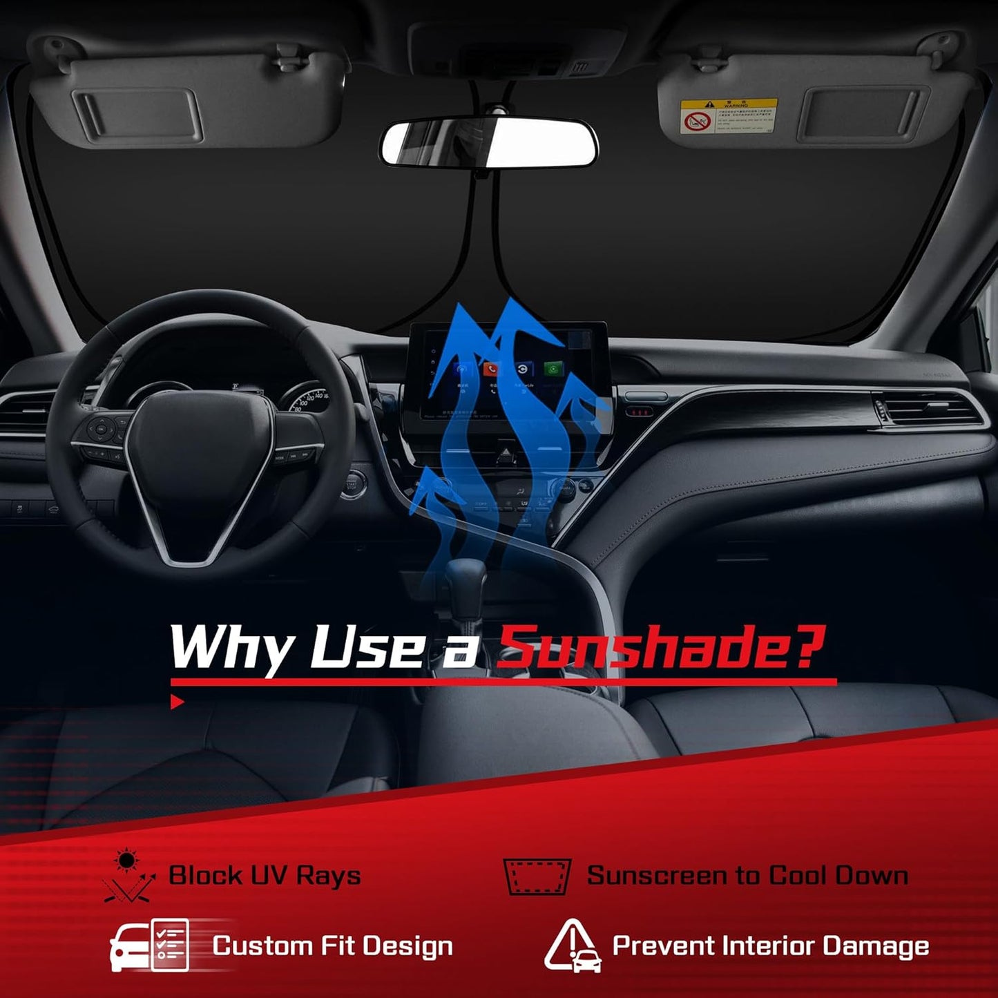 ARISMOTOR Windshield Sun Shade for Kia Carnival 2022-2025 2026, Custom Fit Foldable Front Window Sunshade Sun Visor Protector, Block UV Rays Keep Your Car Cooler