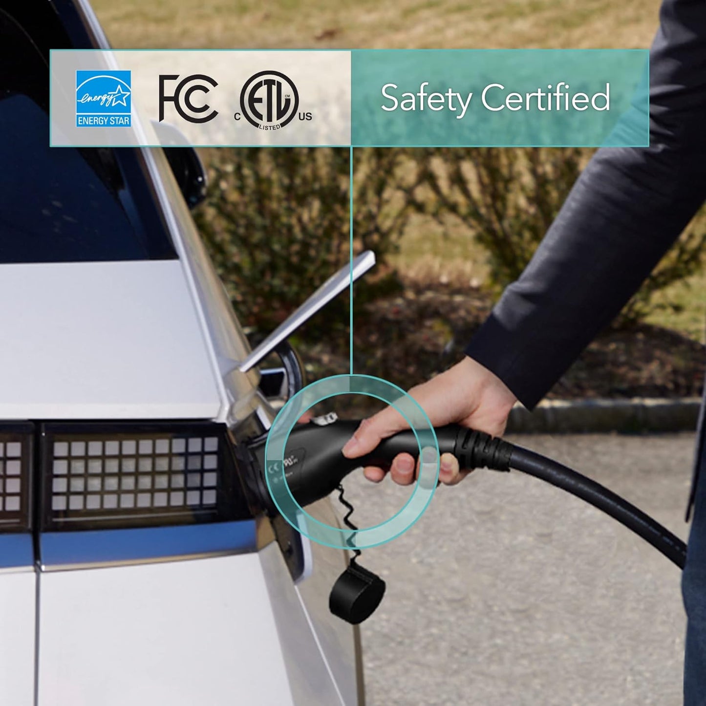 Lectron Level 2 J1772 Charger (WiFi Version) - 240V, 40 Amp, NEMA 14-50 Plug, 16 ft Extension Cord - Portable Electric Car Charger for J1772 Evs