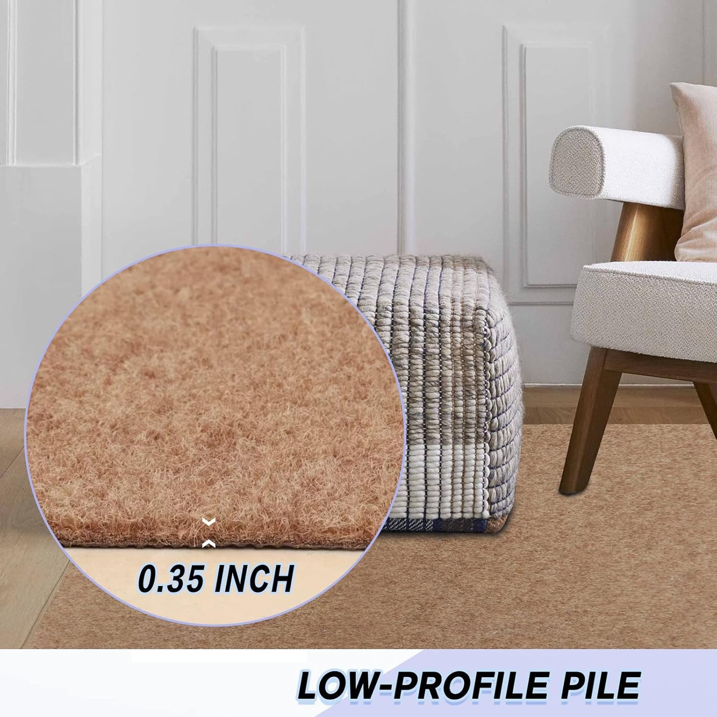 Custom Size Backed Non-Slip Area Rugs Runner, Easy Clean, Waterproof Runner Rugs for Hallway Entryway, Kitchen, Laundry, 4FT x 39FT, Beige