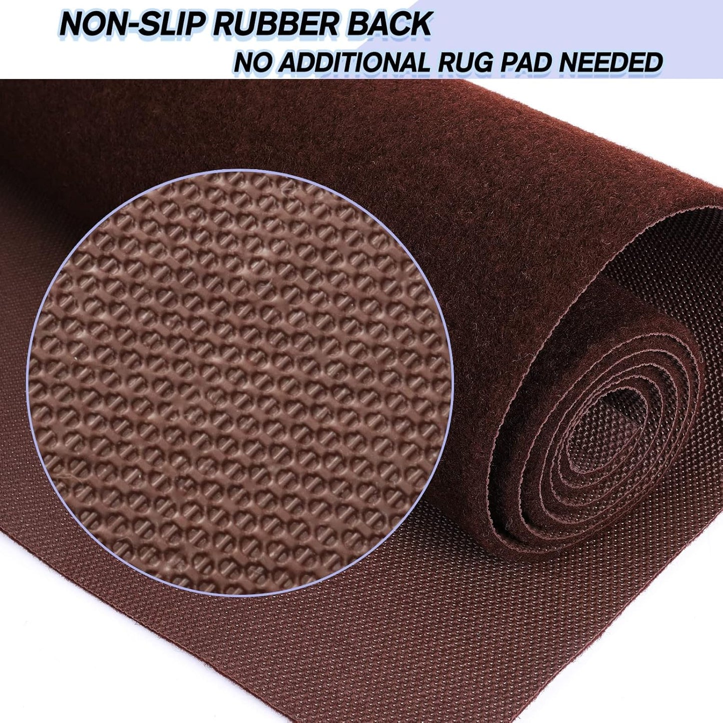 Custom Size Backed Non-Slip Area Rugs Runner, Easy Clean, Waterproof Runner Rugs for Hallway Entryway, Kitchen, Laundry, 4FT x 48FT, Brown