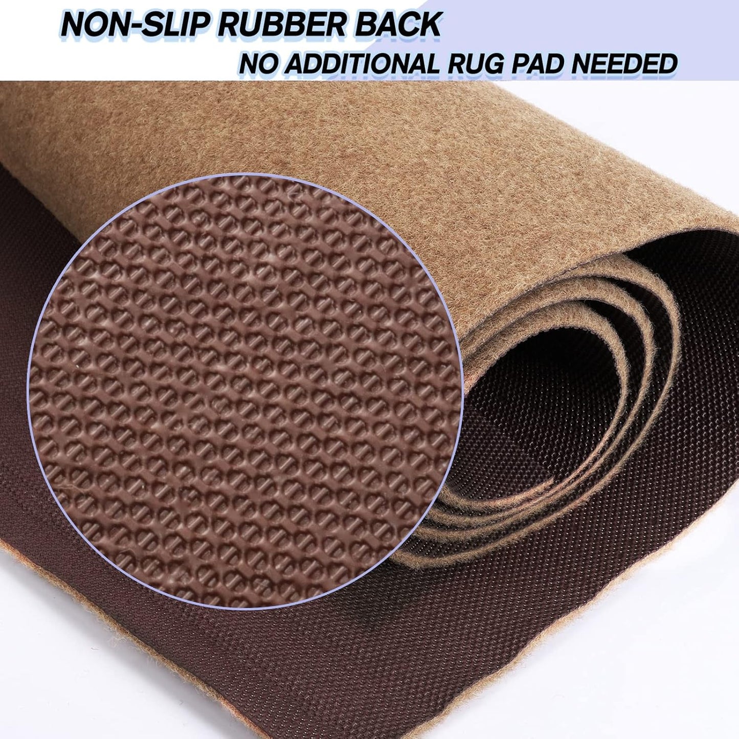 Custom Size Backed Non-Slip Area Rugs Runner, Easy Clean, Waterproof Runner Rugs for Hallway Entryway, Kitchen, Laundry, 4FT x 9FT, Beige
