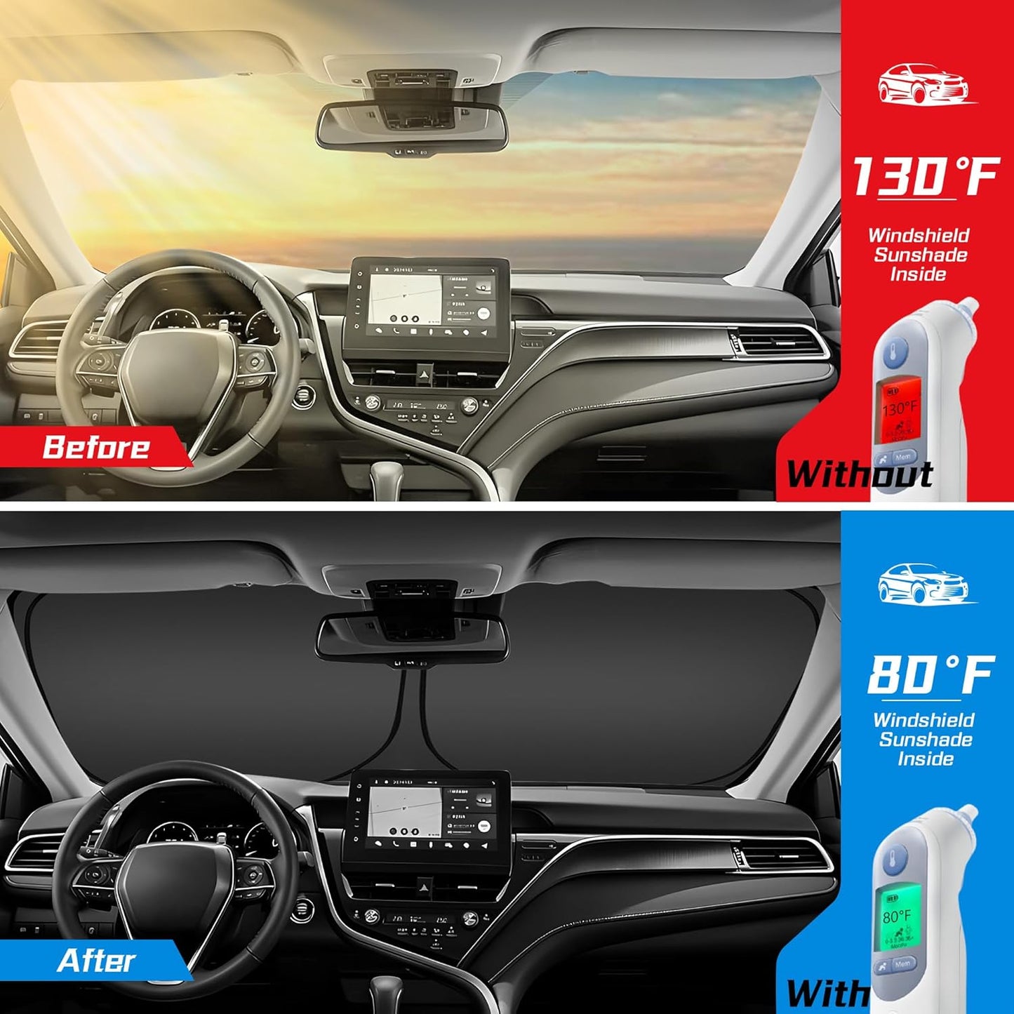 ARISMOTOR Windshield Sun Shade for Toyota Land Cruiser 2024-2025 2026, Custom Fit Foldable Front Window Sunshade Sun Visor Protector, Block UV Rays Keep Your Car Cooler