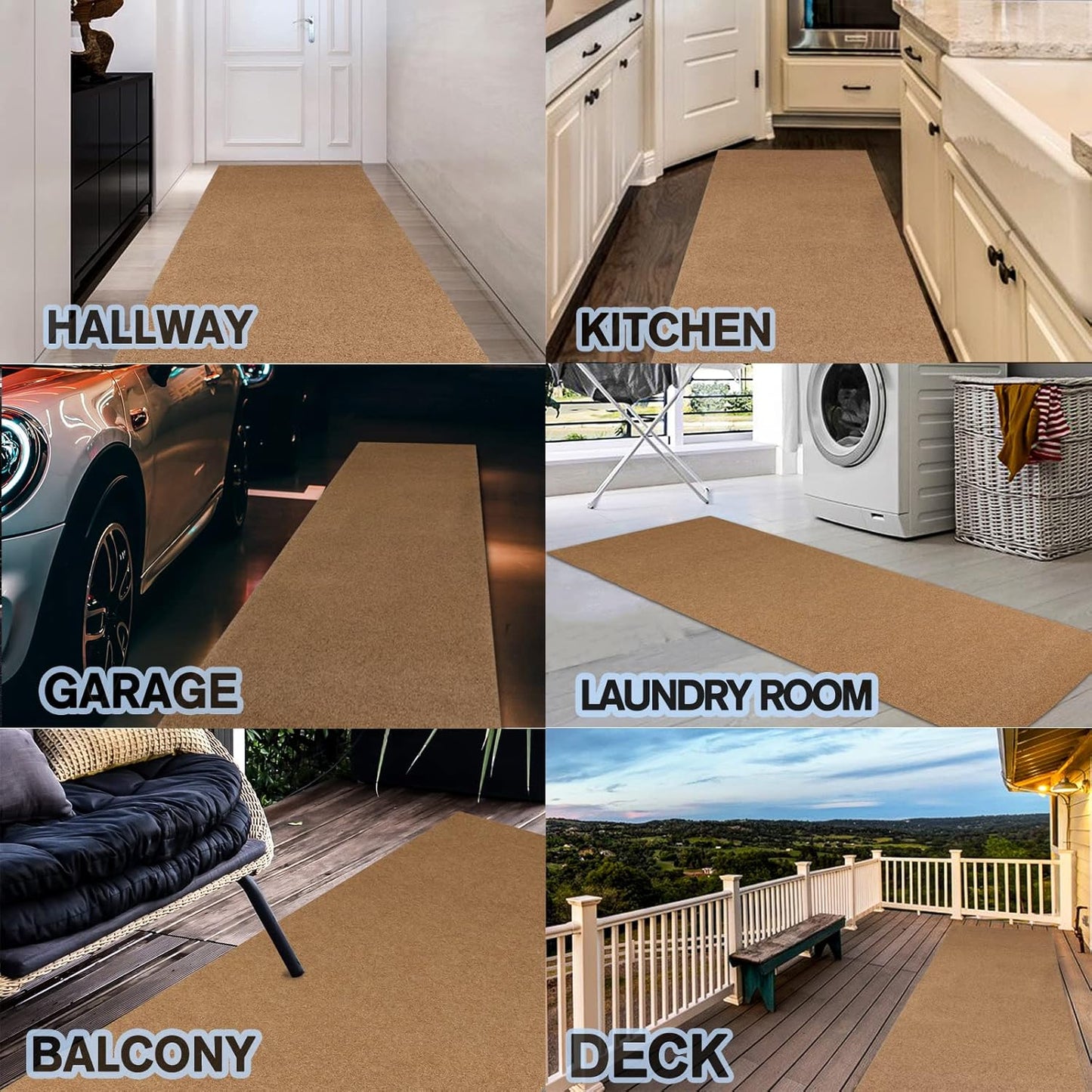 Custom Size Backed Non-Slip Area Rugs Runner, Easy Clean, Waterproof Runner Rugs for Hallway Entryway, Kitchen, Laundry, 4FT x 7FT, Beige