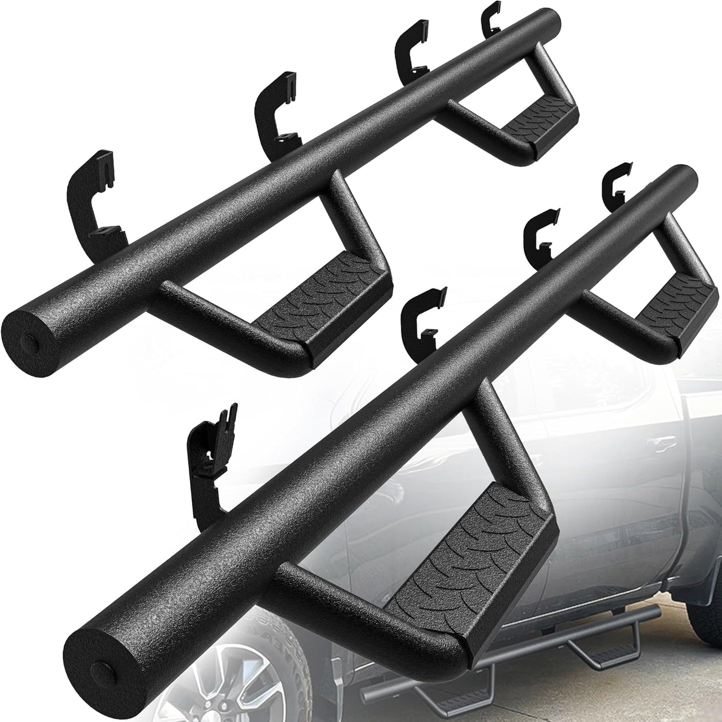 YITAMOTOR Drop Running Boards Compatible with 2007-2018 Chevy Silverado/GMC Sierra 1500 Crew Cab, 2007-2019 2500HD 3500HD Crew Cab Carbon Steel Side Steps Nerf Bars Rails