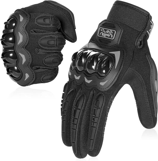 COFIT Motorcycle Gloves for Men and Women, Full Finger Touchscreen Motorbike Gloves for BMX ATV MTB Riding, Road Racing, Cycling, Climbing, Motocross - Black XL