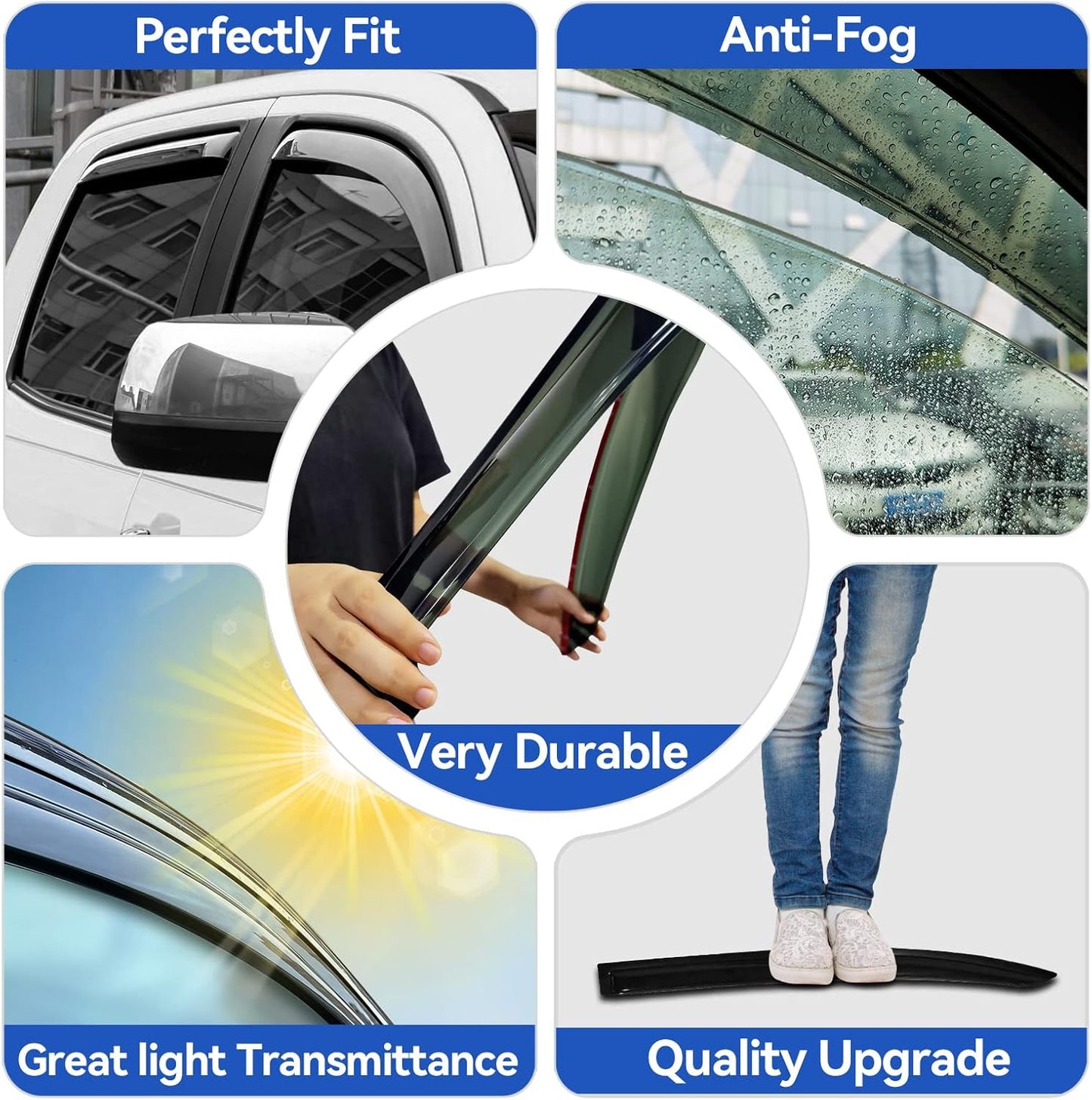 Window Visors Rain Guards for 2007 2008 2009 2010 2011 Honda CRV, Out-Channel Window Vent Wind Deflectors Visors Shades for 07-11 CR-V SUV