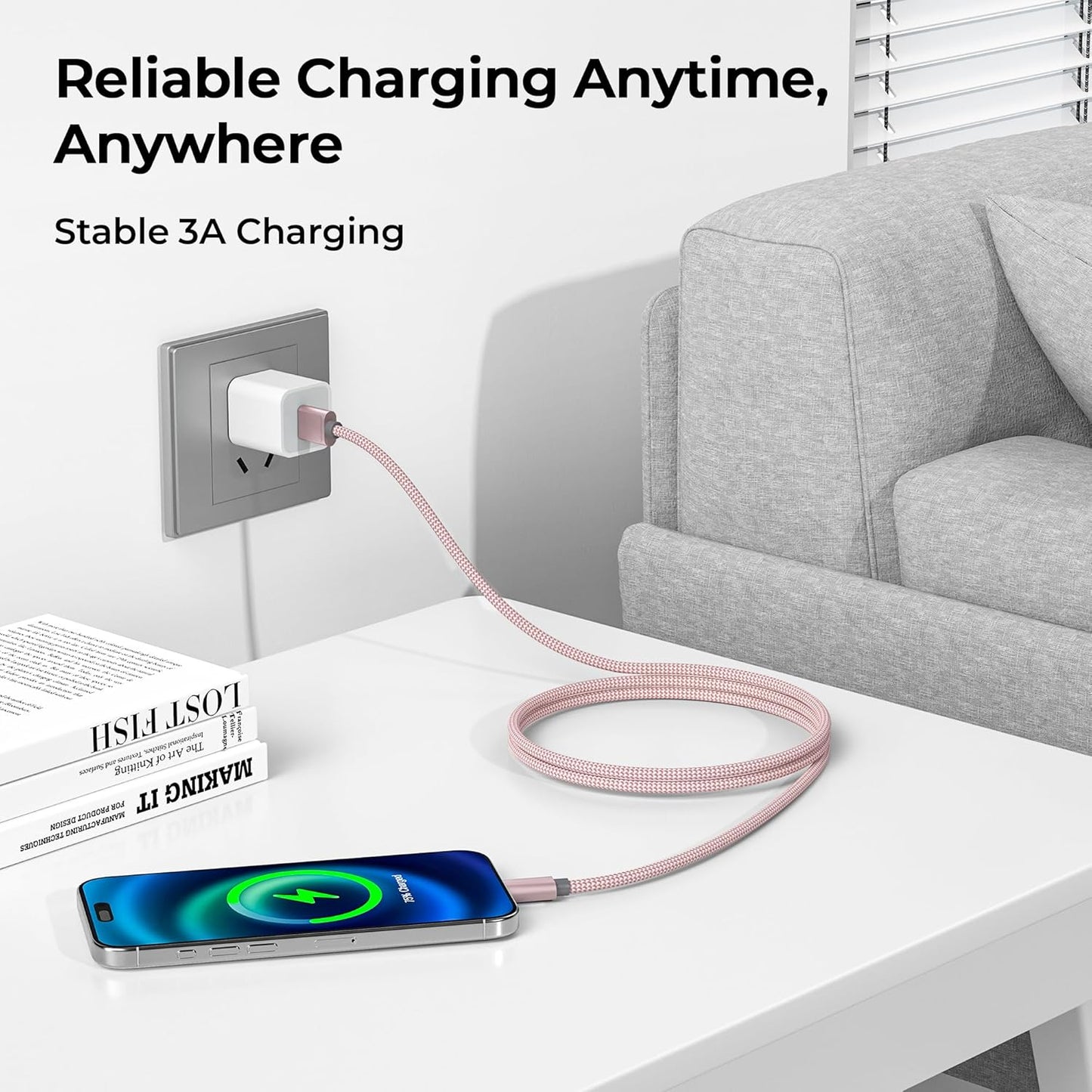 Basesailor USB Type C Charger Cable 3 Pack 3.3/6.6/10FT,Charging Cord for iPhone 16 16e 15 Pro Max,Samsung Galaxy A10E A55 A54 A53 A70 A72 A73 A42,S25 S24 S23 S22 Plus