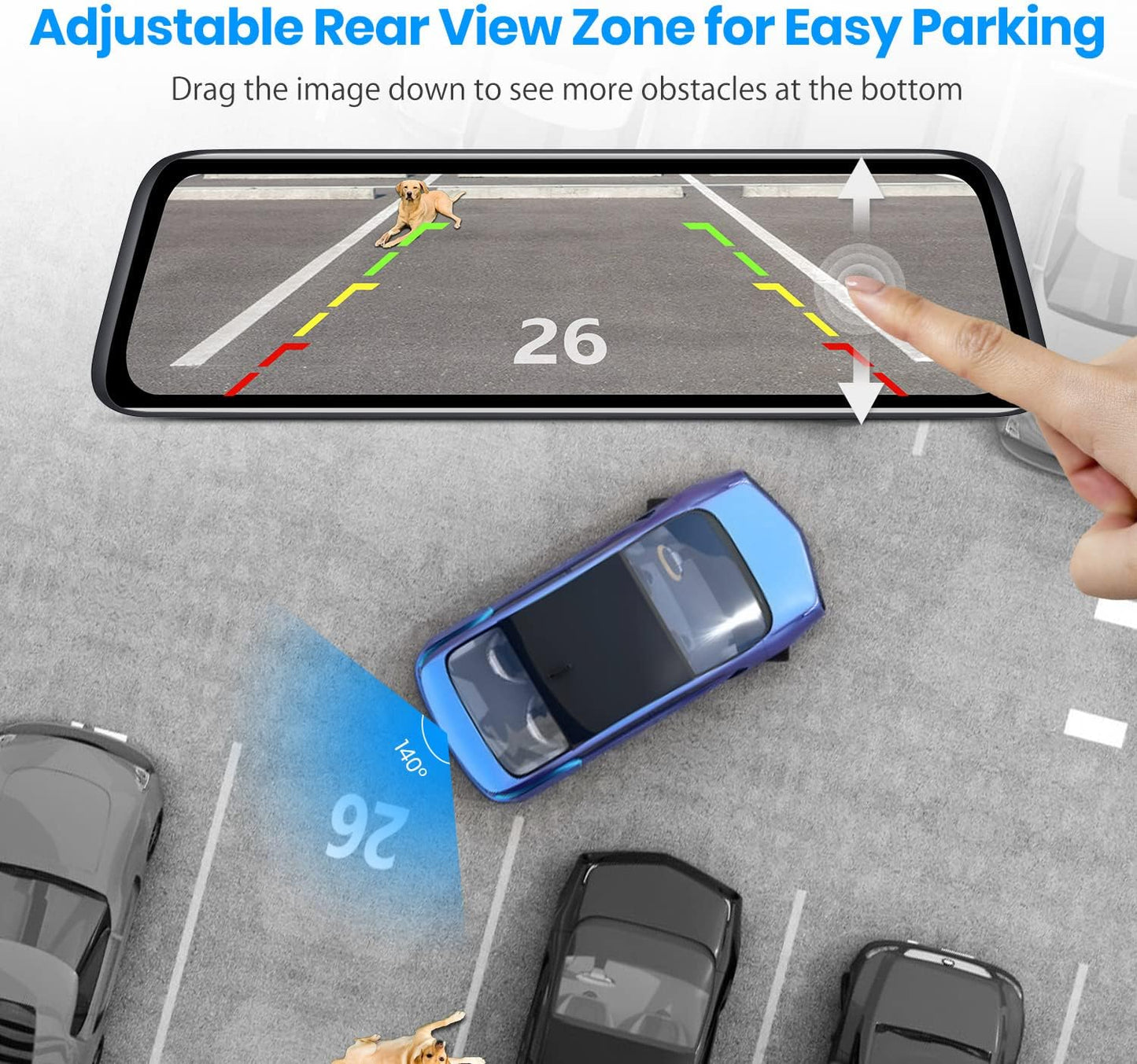 9.35''1080P OEM Rear View Mirror Camera: Recording Wide View Back Up Camera for Cars, Smart Full Touch Screen Stream Media Backup Camera with Super Night Vision for Trucks,Vans, SUVS (AUTO-VOX T9)