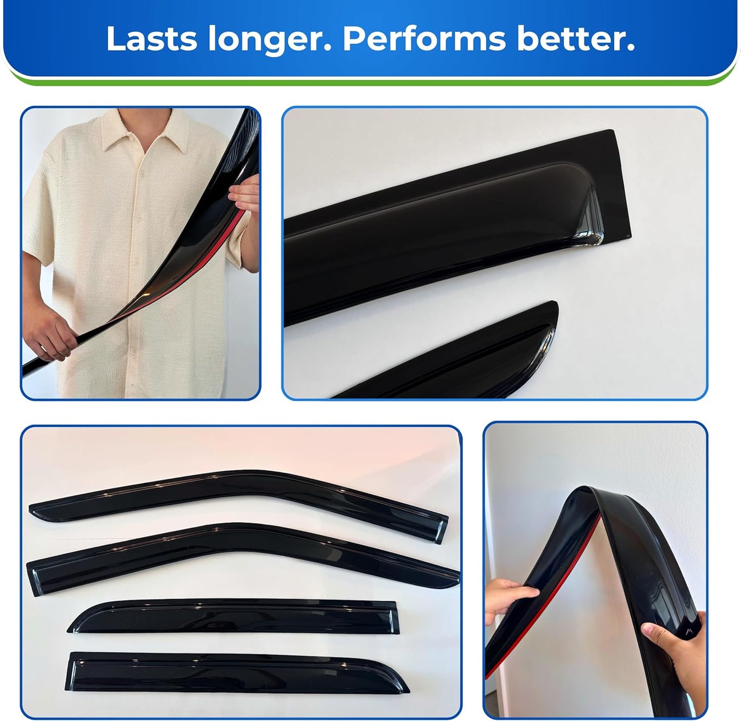 KPY Window Visor Compatible with Toyota Prius 2016-2022, 4PC Rain Guard Side Window Vent Deflectors Tape-On Mugen Style, 2016 2017 2018 2019 2020 2021 2022
