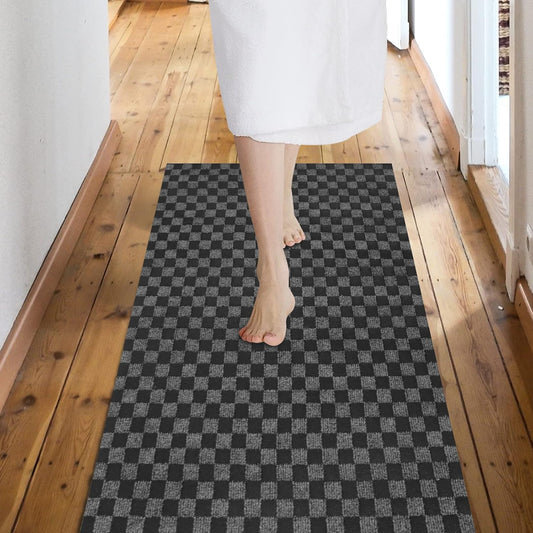 Custom Size Backed Non-Slip Area Rugs Runner, Easy Clean, Waterproof Runner Rugs for Hallway Entryway, Kitchen, Laundry, 3FT x 7FT, Gray Checkered