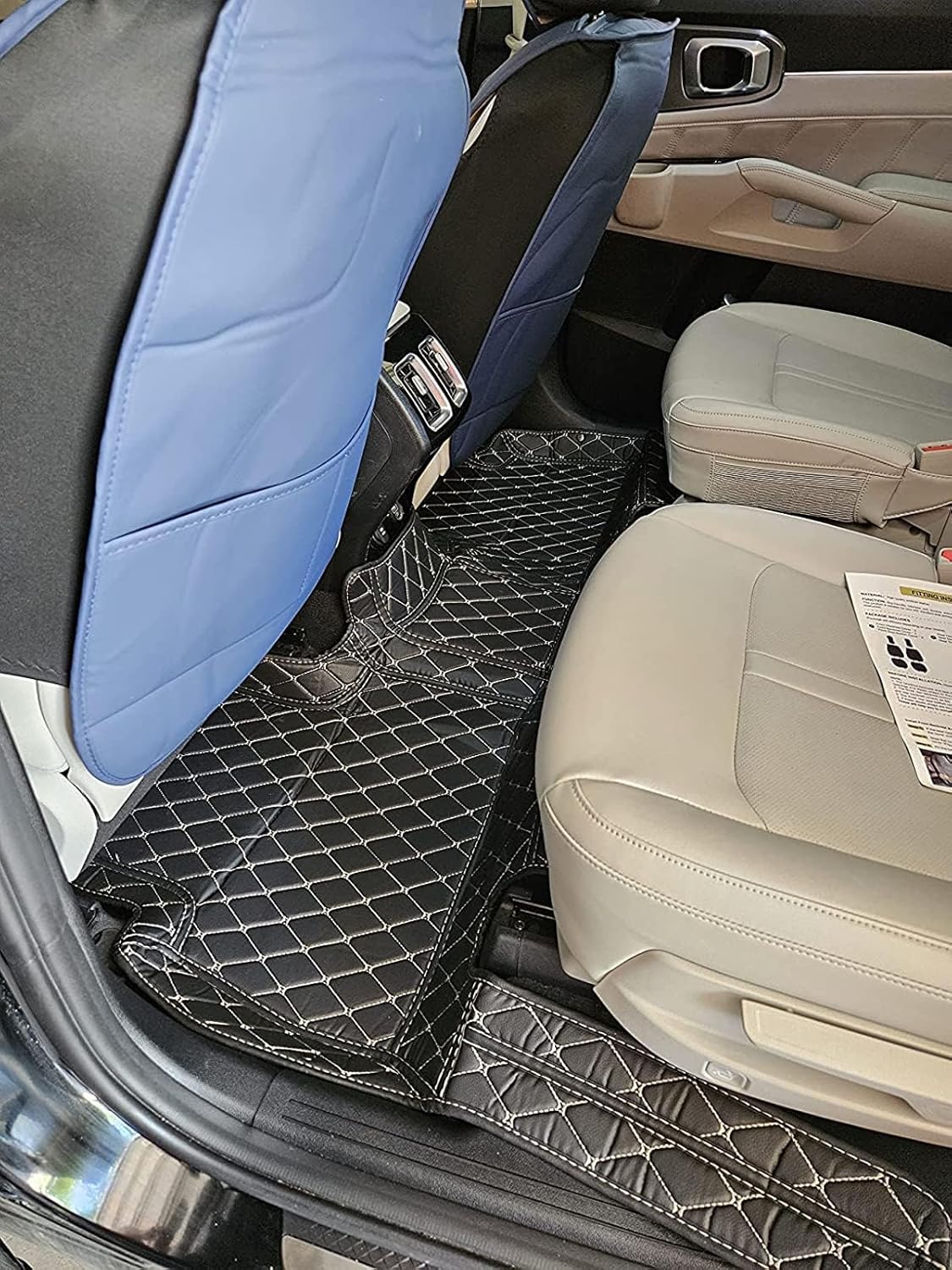 Custom Car Floor Mat Compatible with BMW Mercedes-Benz Toyota Cadillac Lexus Honda Infiniti Nissan Hyundai Kia Audi All Models Cars Sedans SUVs Automotive Mats (Edge Beige Middle Black Beige)