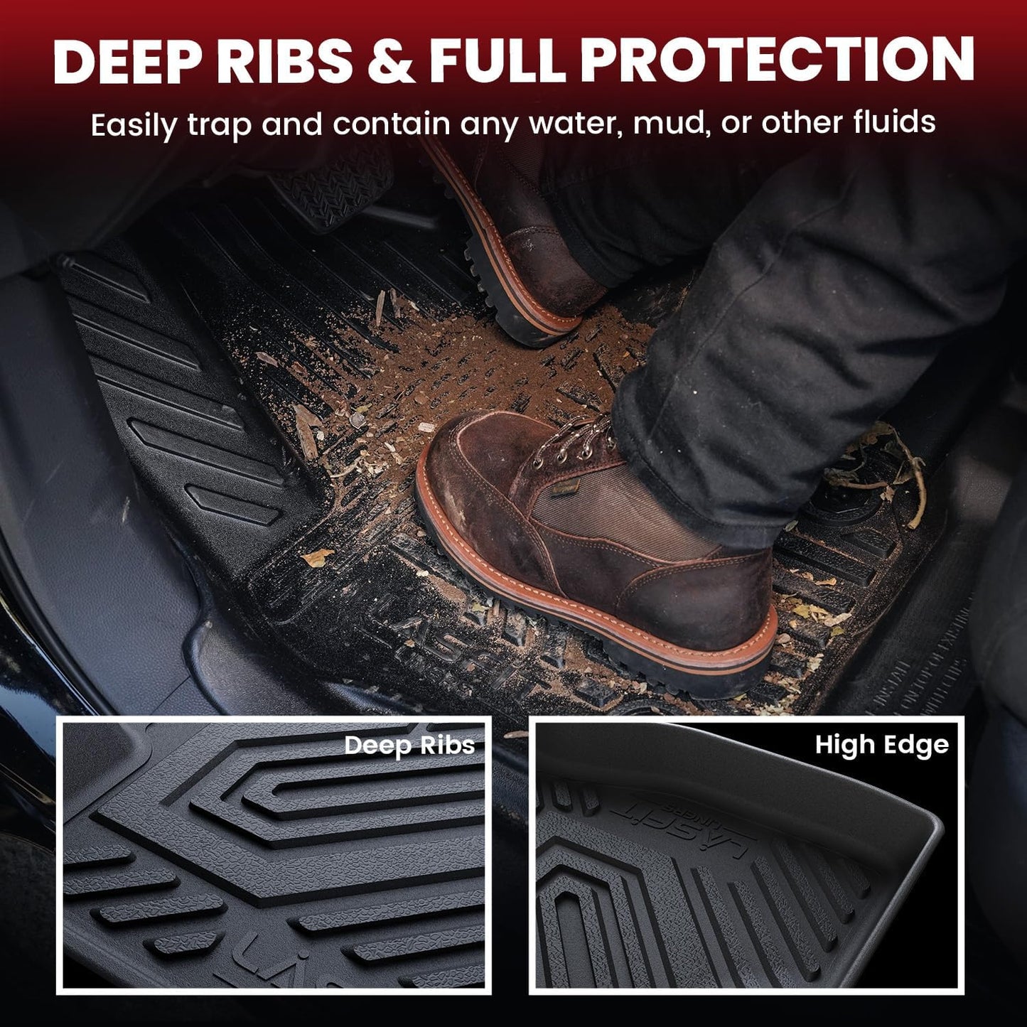 LASFIT Floor Mats & Cargo Mat for Buick Envision 2021-2026, TPE All Weather Protection Custom Fit 1st & 2nd Row Rubber Car Liners for Envision Automotive Accessories, Black, Easy to Clean
