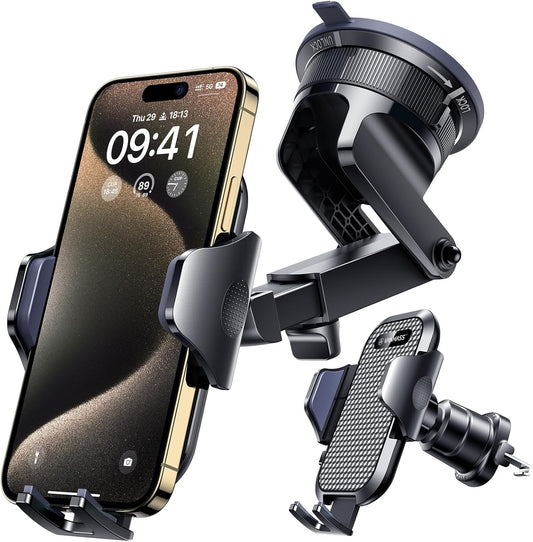 [2025 True Military-Grade] Car Phone Holder VANMASS [Upgraded Strongest Suction & Clip] Cell Phone Mount for Dashboard Windshield Vent,Truck Cradle Stand for iPhone 16 Pro Max 15 14 13 Samsung Android