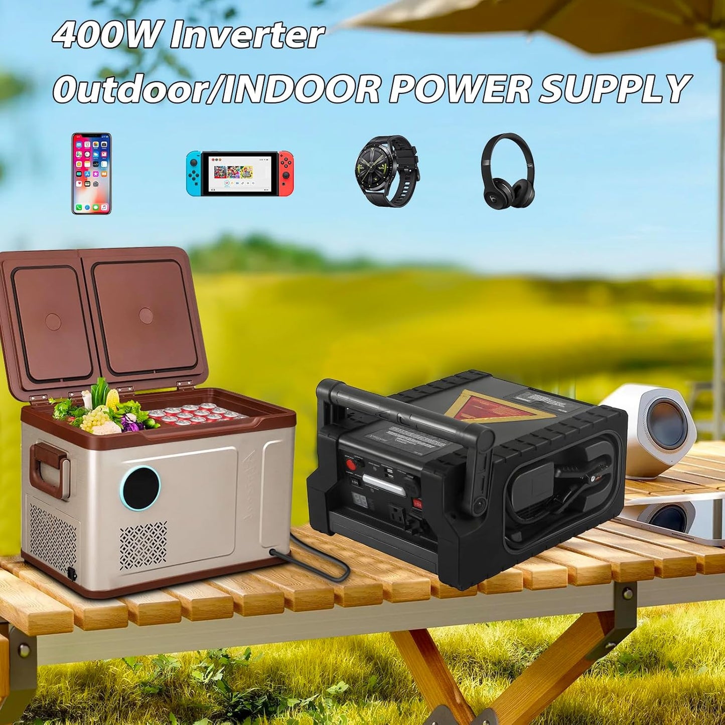 2000A Peak Car Battery Jump Starter with Air Compressor Tire Inflator, All in One Heavy Duty 12V Battery Jumper Box Car Start Booster Up to 10L Gas/8L Diesel Engines with 400W AC Inverter, LED Light