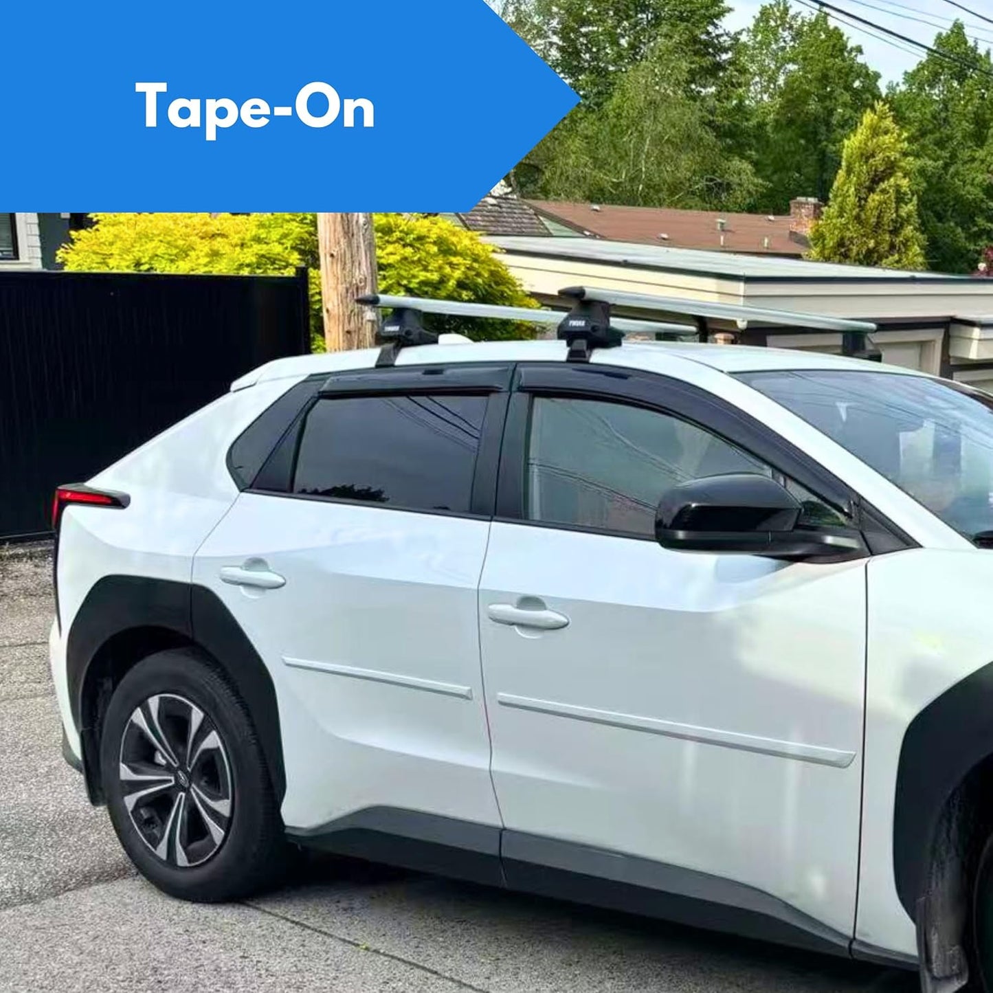 KPY Window Visor Compatible with Toyota bZ4X 2023-2024, 4PC Rain Guard Side Window Vent Deflectors Tape-On Style, 2023 2024