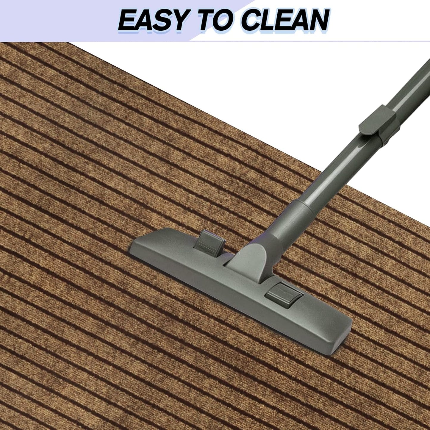 Custom Size Backed Non-Slip Area Rugs Runner, Easy Clean, Waterproof Runner Rugs for Hallway Entryway, Kitchen, Laundry, 4FT x 44FT, Brown Stripe