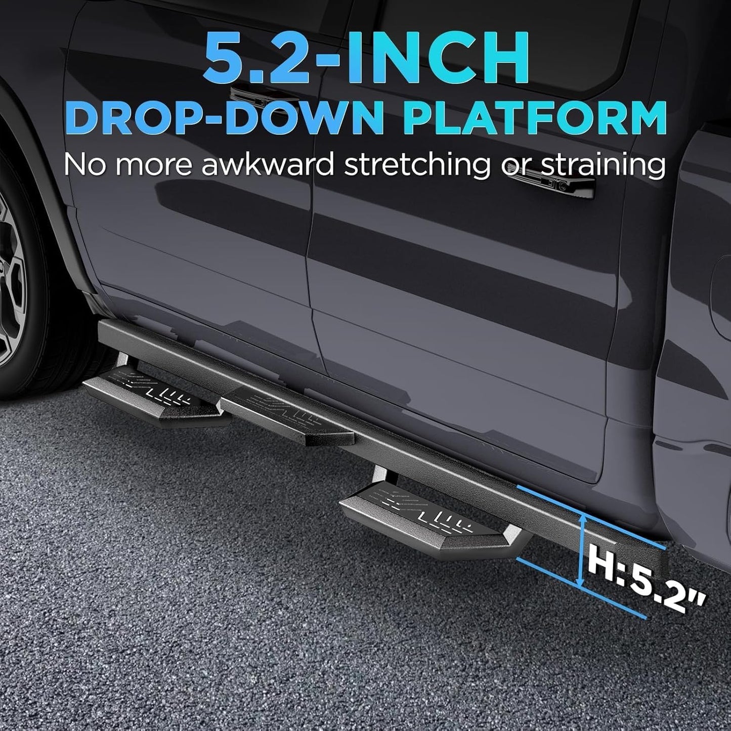Running Boards Compatible with 2018-2025 Jeep Wrangler JL 4 Doors, Carbon Steel Coated Black Side Steps Nerf Bars