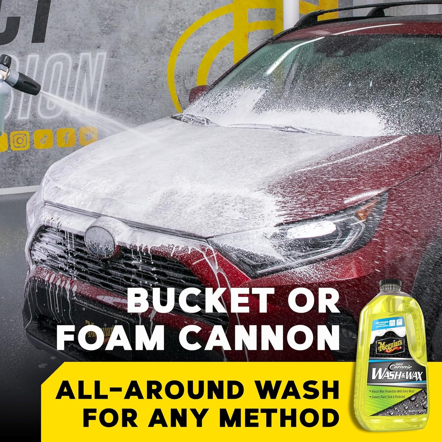 Meguiar's Hybrid Ceramic Wash & Wax - Sophisticated Car Wash Gently Cleans and Adds Shine and Slickness While Boosting Paint with Hybrid Ceramic Wax and Extreme Water Beading - 48oz