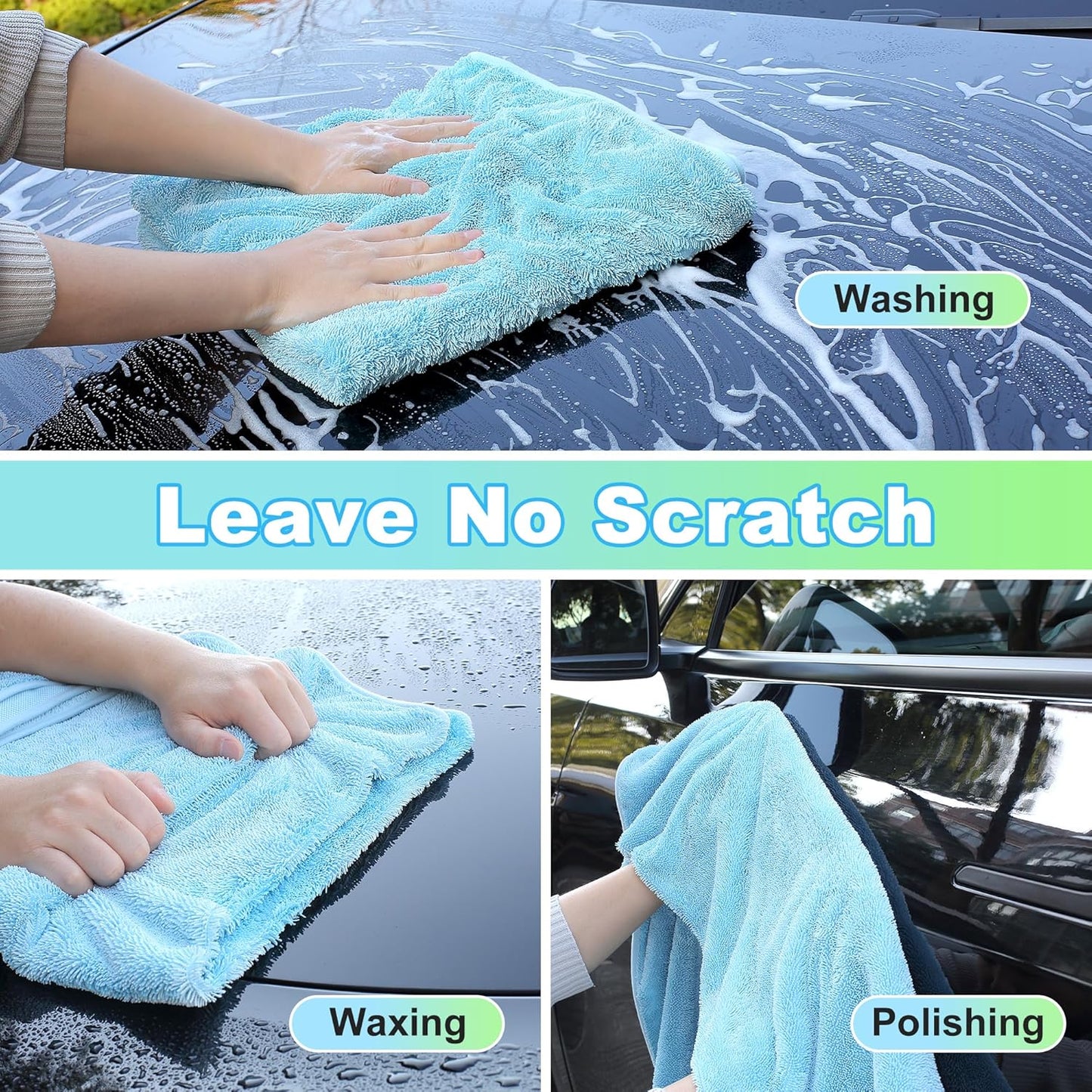 JOYMOOP Microfiber Towels for Cars, 2 Pack 63" x 29.5" Car Drying Towel, Blue Reusable Car Towel, Quick Drying Car Microfiber Cleaning Cloth for RVs, SUVs, Trucks