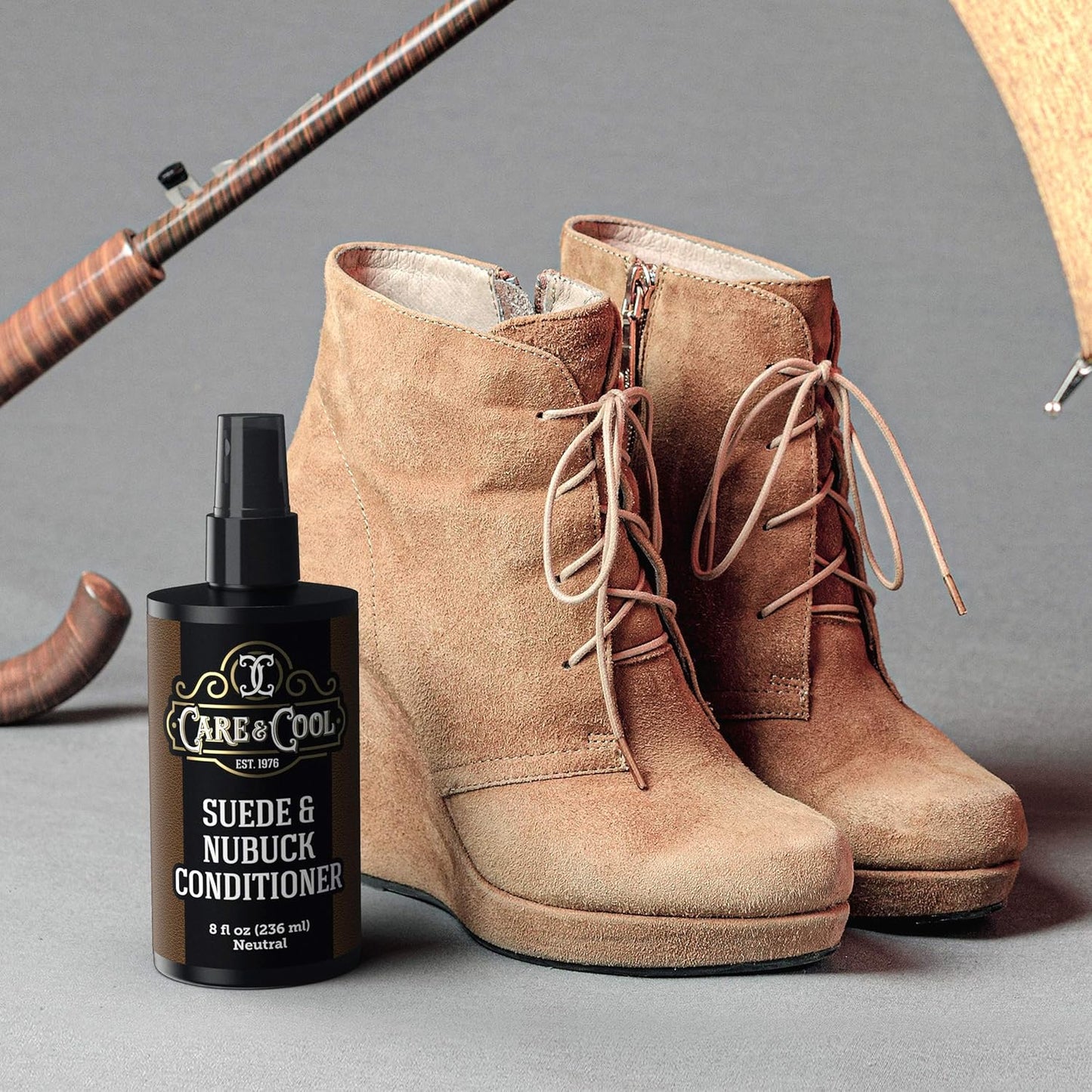 Care & Cool Suede and Nubuck Conditioner - Your Best Choice for Waterproofing and Protecting The Delicate Structure Against The Elements and Abrasive Impurities (16 Fl Oz)